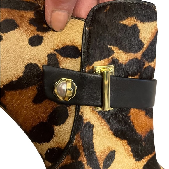 Louise Et Cie size 11 leopard print calf hair open toe bootie back zip - Picture 9 of 16